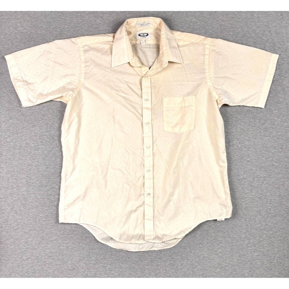 Ivory Dress Short Sleeve Western Shirt Paddock Club Arrow Mens 17 Made USA